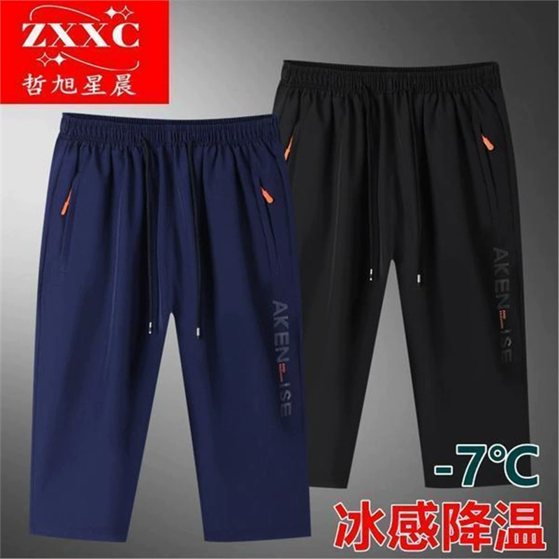 Summer silk thin elastic quick dry trousers for leisure, plus size