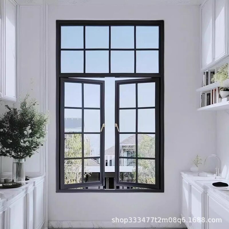 Indoor Vintage-Style Restaurant French Curtains Arched Study Casement Window Wrought Iron Loft Floor-To-Ceiling Window Lighting Window