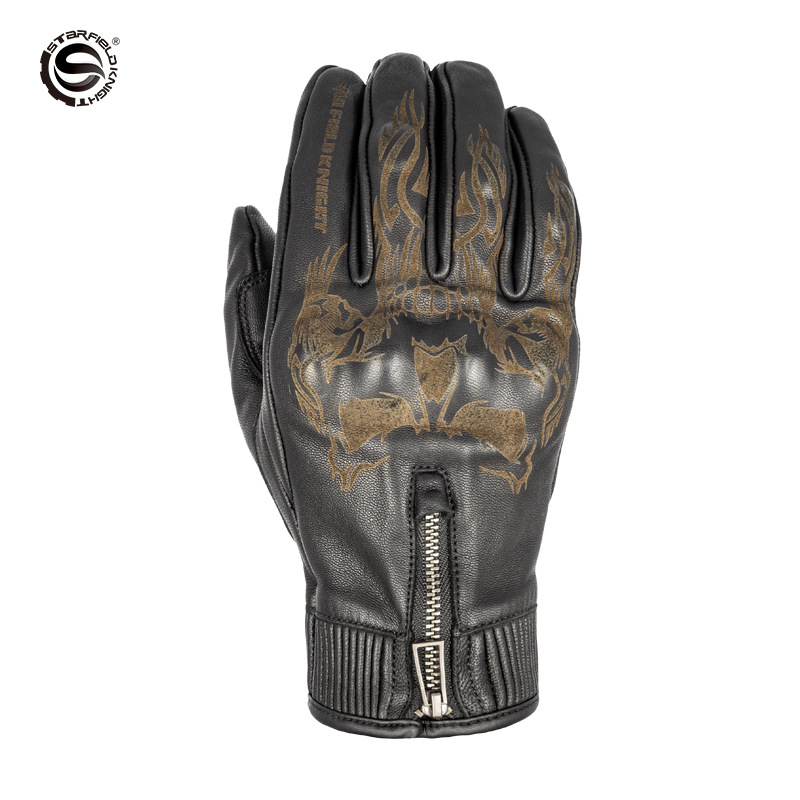 星空骑士复古骑行手套羊皮摩托车防护可触屏四季款防摔耐磨透气|ms