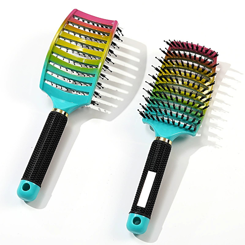 Peine curvo grande para mujer, peine de peluquería de dientes largos y anchos, peine de peinado de pelo rizado esponjoso, peine de masaje de costillas curvas de melena antiestática