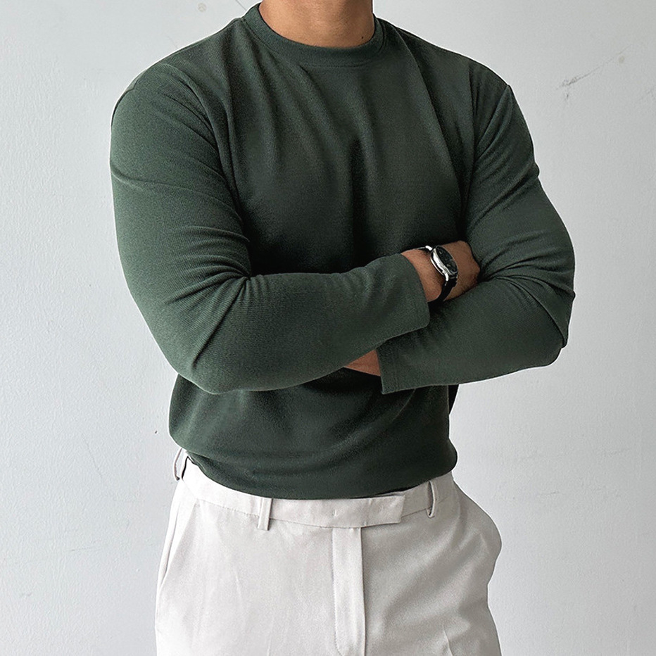 Men's Clothing Slim Fit Thermal Long Sleeve T-Shirt - Double-Layered Brushed Fleece For Warmth & Comfort - Crew Neck Base Layer For Casual_voghion.com