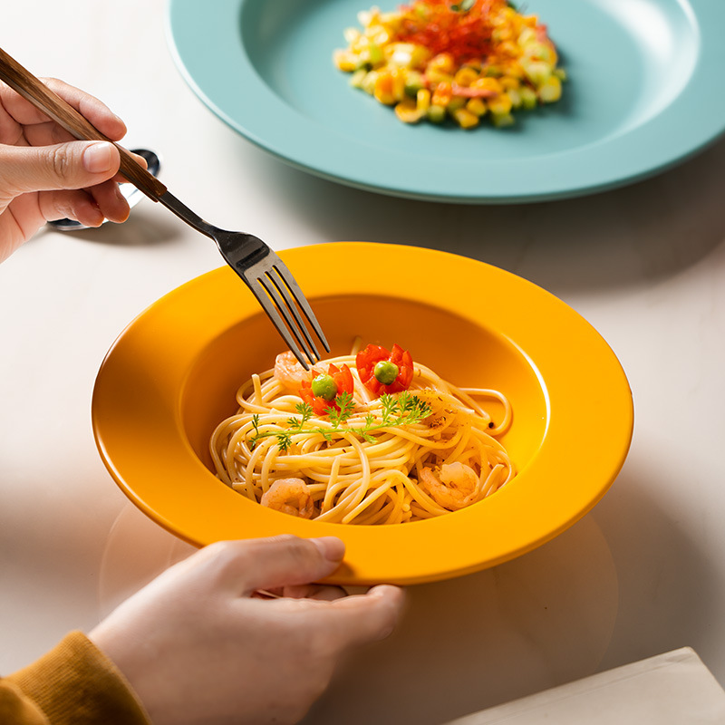 Exquisite Luxury Ceramic Wide-Rimmed Bowls and Plates for Home Use, Soup Plates, Restaurant Western-Style Plates, Pasta Bowls, Ceramic Bowls, Tableware Wholesale
