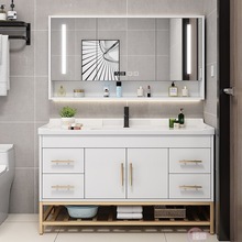 现代智能浴室柜组合洗漱台轻奢实木卫生间洗手洗脸盆柜组合小户型