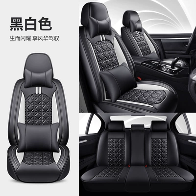 Seat Cover, Summer Car Seat Cover — Universal seat cover - deluxe-version-black-and-white-universal-five-seater