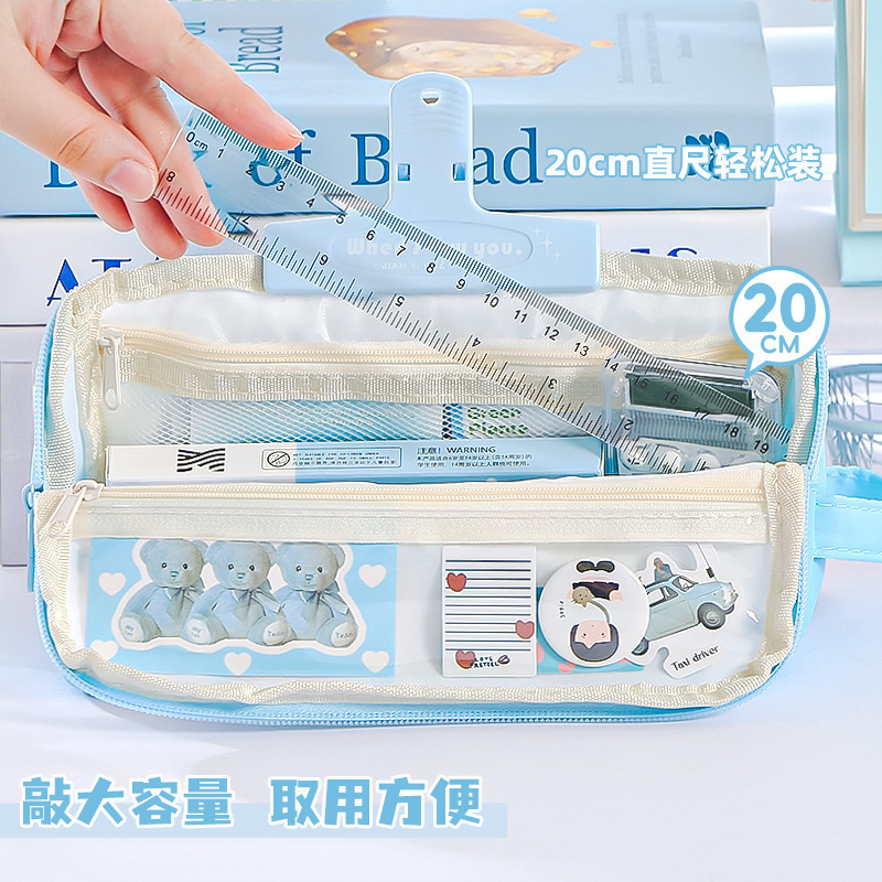 2025年創意小衆デザイン感大三角前に窓を開けた筆袋学生の高颜値大容量文房具箱|undefined