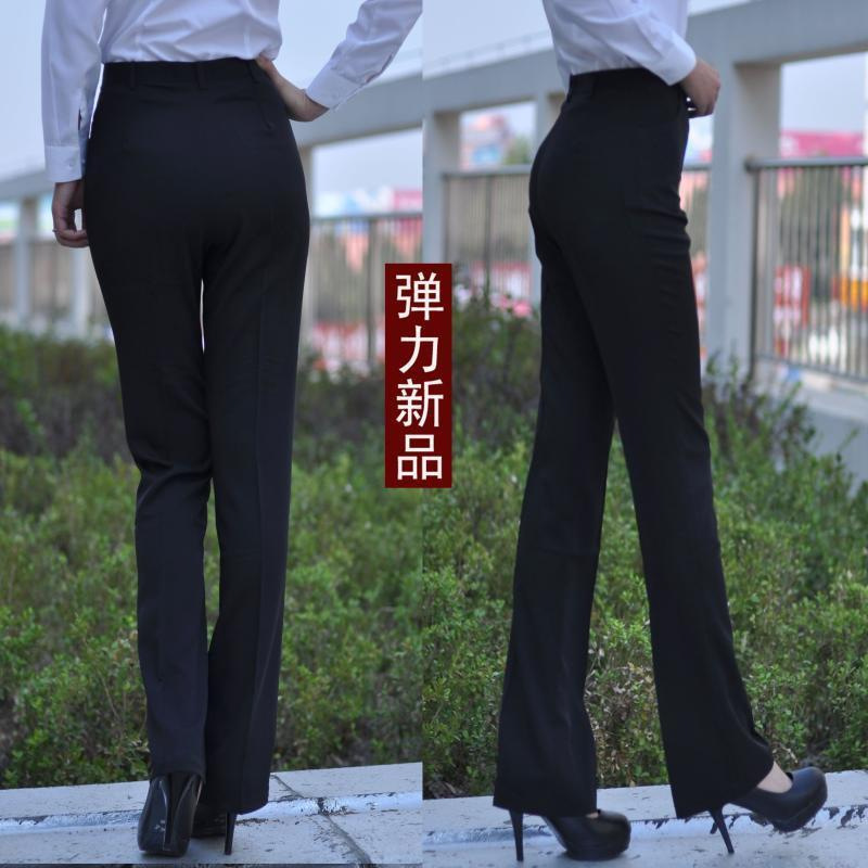 Navy Blue Spring and Summer Women's Dress Pants Black Professional Women's Formal Plus Size Elastic Straight-Leg Extended Work Pants