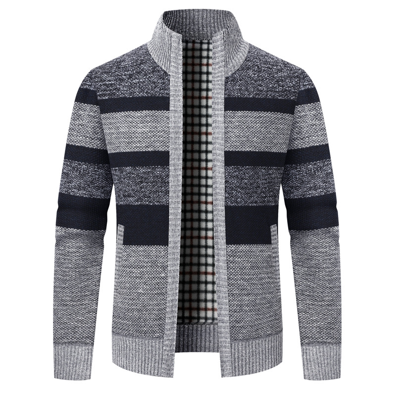 Comercio exterior ropa de hombre encapuchada de invierno más vello engrosado suéter de manga larga cuadrilátero juvenil coreano cardigán de hombre camisa de punto