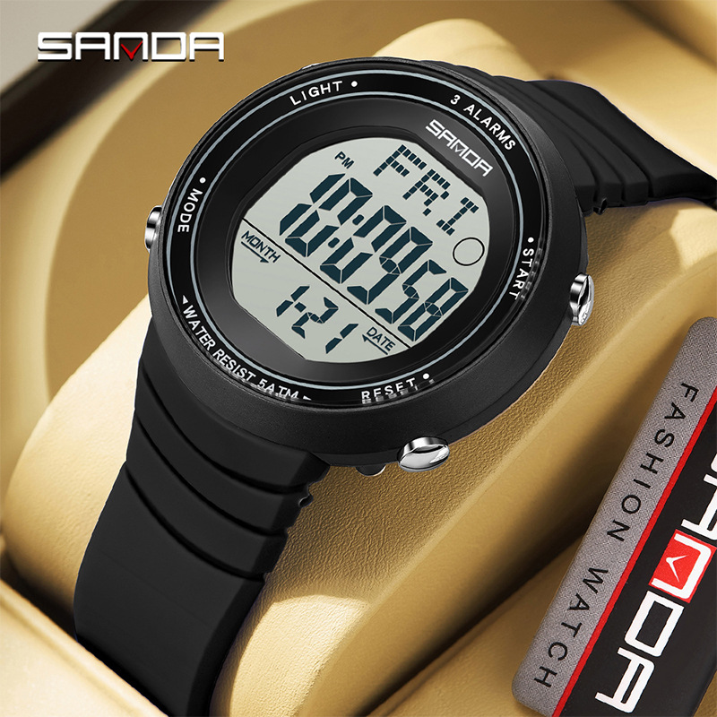 Sanda moda masculina y femenina silicona correa de reloj electrónico impermeable multifuncional reloj deportivo ligero y delgado de una sola pantalla luminosa