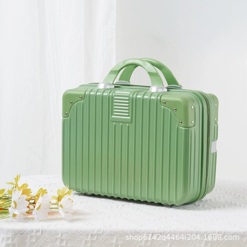 Handheld cosmetic storage box 14-inch suitcase, partitioned interior and portable handle