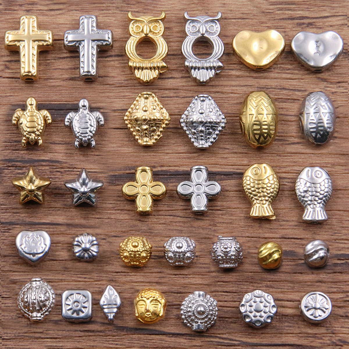 Polished Finish Plating Design 1 Piece 304 Stainless Steel Tortoise Geometric Fish Polished Beads Beads