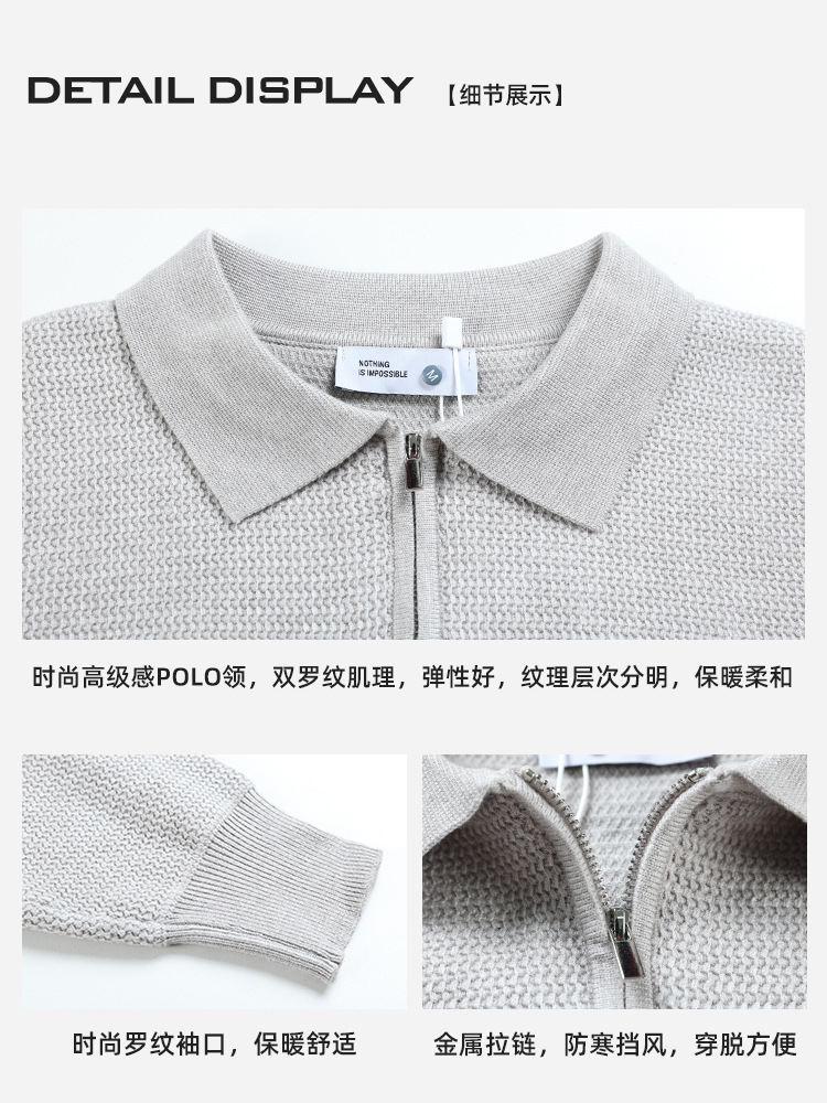 Otoño y invierno de alta calidad semia cremallera solapa suéter de hombre camiseta de punto de negocios casual jersey estampado suéter de base para hombre