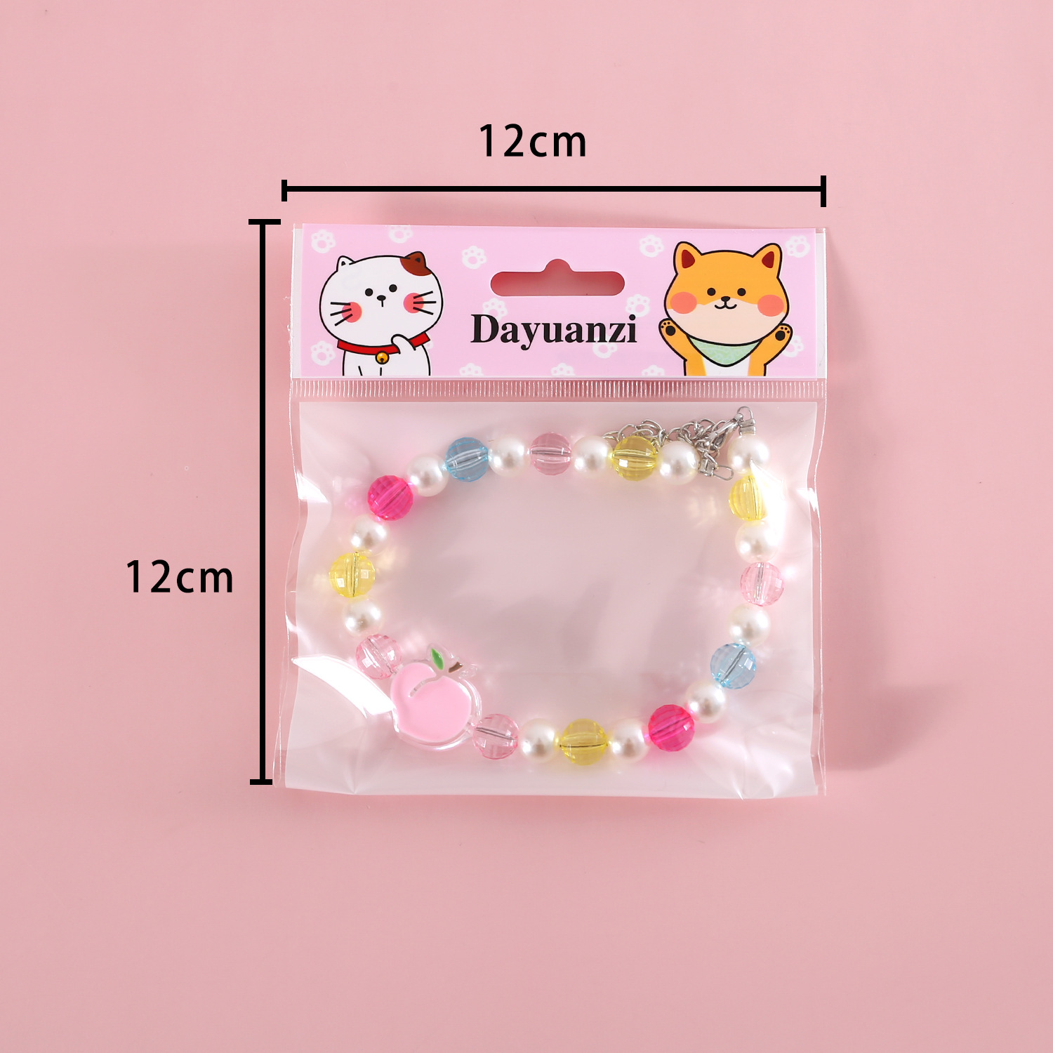 INS coreano color perla collar de mascotas flores arco iris melocotón amor ajustable alemán gato perro collar de cumpleaños