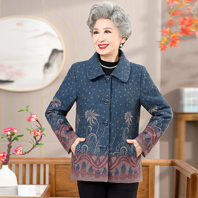 Весеннее пальто для женщин среднего и пожилого возраста, пальто с узором в западном стиле для мам, новая свободная одежда для 60 и 70 лет