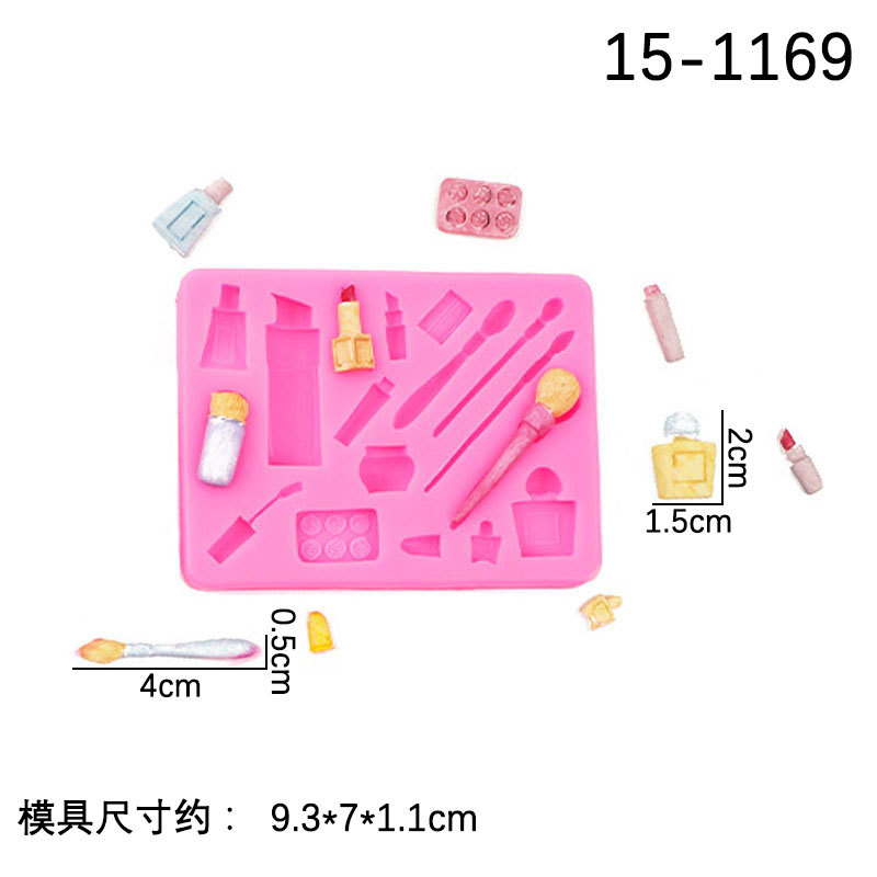 Herramientas de maquillaje moda tacones altos molde lápiz labial sombra ojos cepillo rubor DIY chocolate fondant arcilla