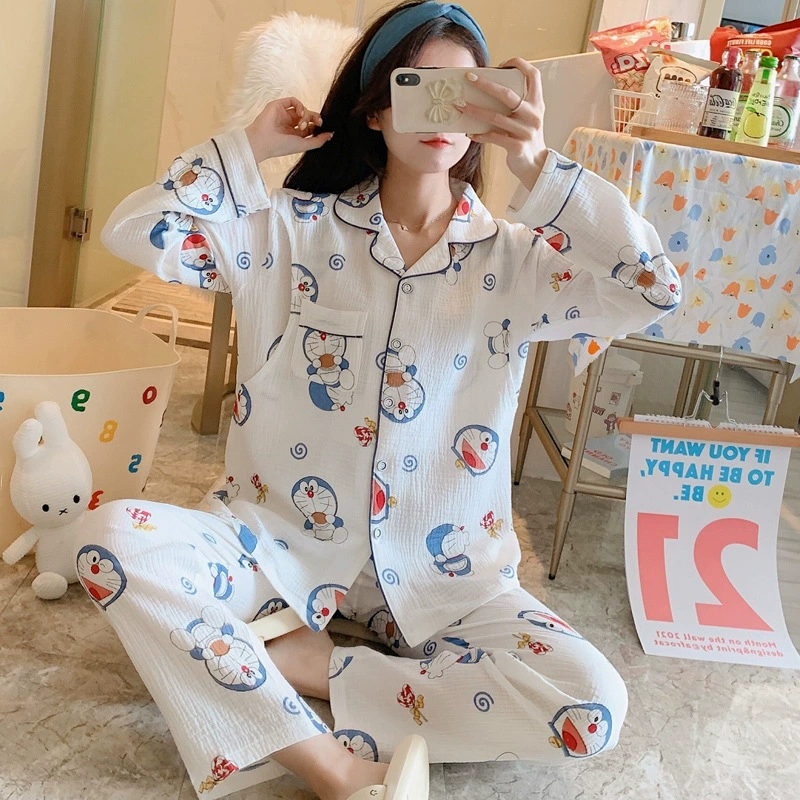 Марлевая месячная одежда летняя тонкая хлопковая Послеродовая 5 июля беременным кормящим пижамы весна-осень материнская домашняя одежда