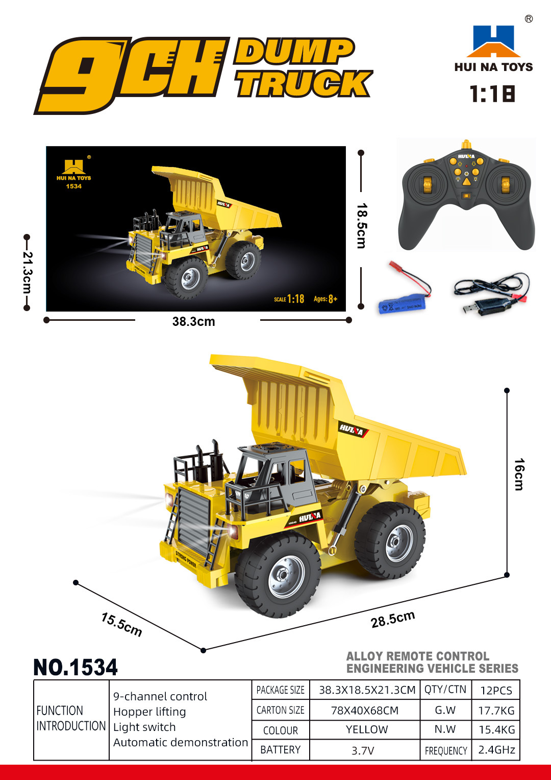 Selección estricta transfronteriza 1: 18 aleación de simulación eléctrica carro plano camión de bomberos camión de ingeniería camión juguetes de control remoto