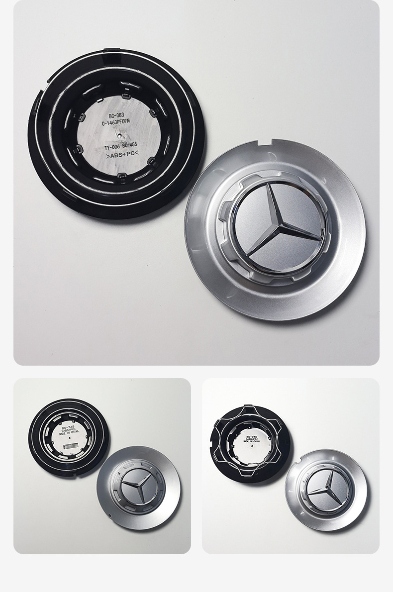 Mercedes-Benz Amg Wheel Hub Caps with Integrated Clips for C-Class, E-Class, Glc-Class, Gle-Class, and G-Class, Upgraded Amg Wheel Hub Caps