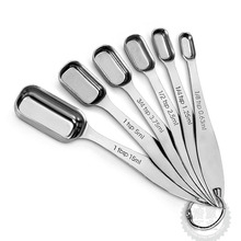 烘焙工具不銹鋼長方形量勺量匙6件套裝調味匙刻度組合方頭量具