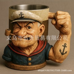 国境を越えた新型独立駅の新型帯内胆Popeye Power Mug3Dパイン達力マグカップ