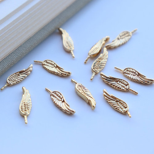 14k gold-plated genuine angel wing accessories cute hollow baroque pearl small ghost decoration DIY craft material