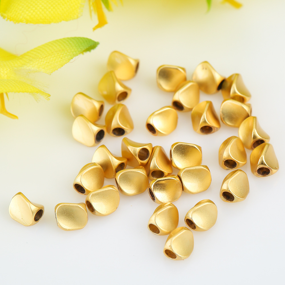 18k包金保色散珠三面扭珠diy配饰手链项链隔珠串珠沙金小配件材料