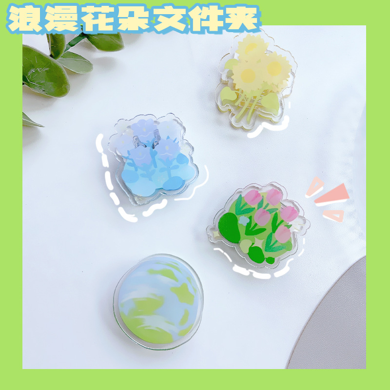 Creative transparent double-sided folder, fresh and simple, small clip, acrylic stationery, file sealing clip, journal organizing clip