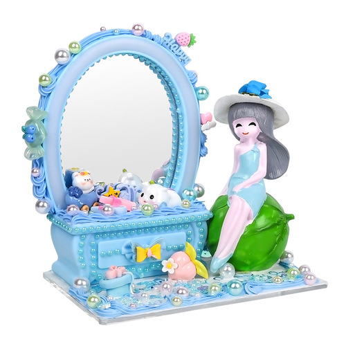 Little fairy vanity mirror children's handmade diy vanity mirror material package creative paste play drawer storage cabinet
