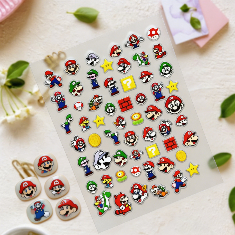 Cartoon Nail Art Stickers for Kidsren Mario Cute Dopamine Nail Decoration DIY Mobile Phone Case Ccd Nail Art Stickers