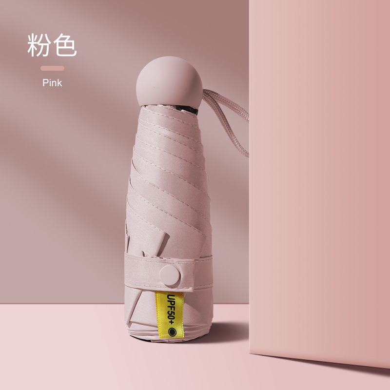 Cápsula paraguas protección solar Protección UV paraguas reforzado de ocho huesos paraguas cinco veces pequeña sombrilla portátil