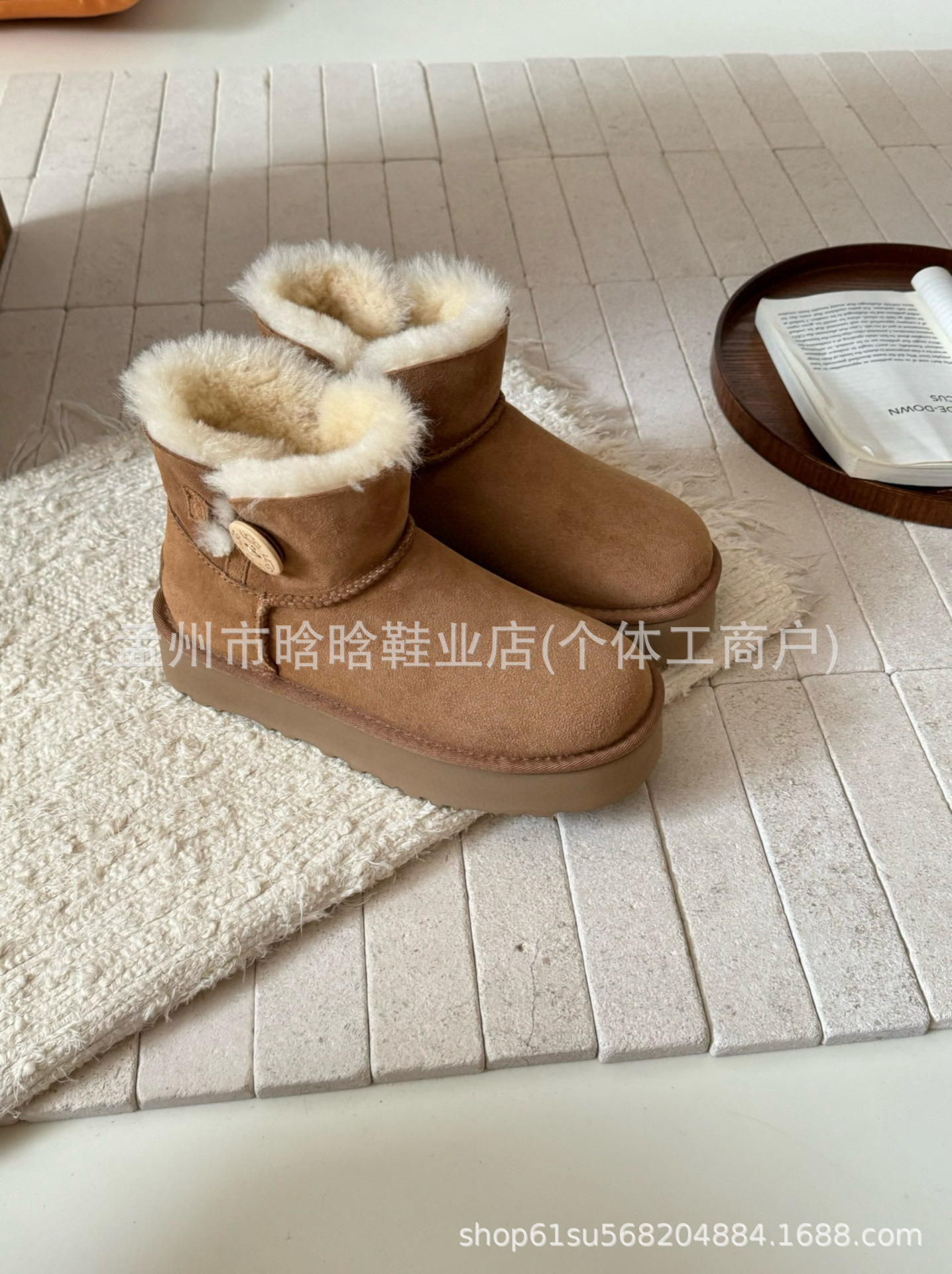 Sangpo botas de nieve de cabra de mujer un nuevo clásico de tubo largo con terciopelo grueso y calentamiento con zapatos de algodón