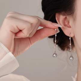 「似水流年」施家珍珠真多麻耳钉流苏蚊香盘耳夹无耳洞女耳饰耳环