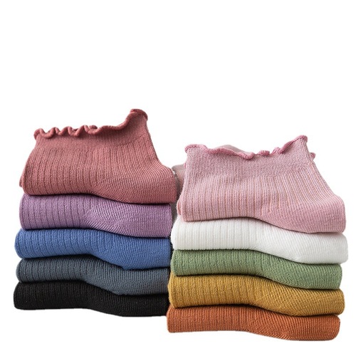 Black Moss Edge Embroidered Socks for Women, Seasonal Regular Candy Color, Daily Wear, Japanese Academy Style, Versatile Fashion, Mid-Calf Socks