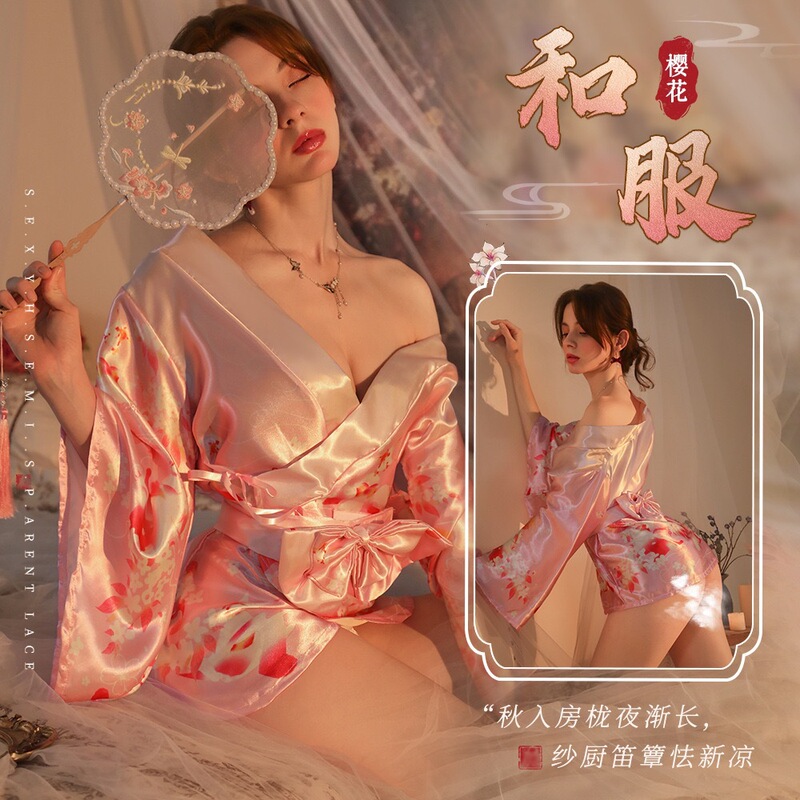 Suxingjia Sexy Lingerie Purple Sexy Bathrobe Nightgown Flower Fox Dream Cardigan Girdle Kimono Japanese Style Style Pajama Dress