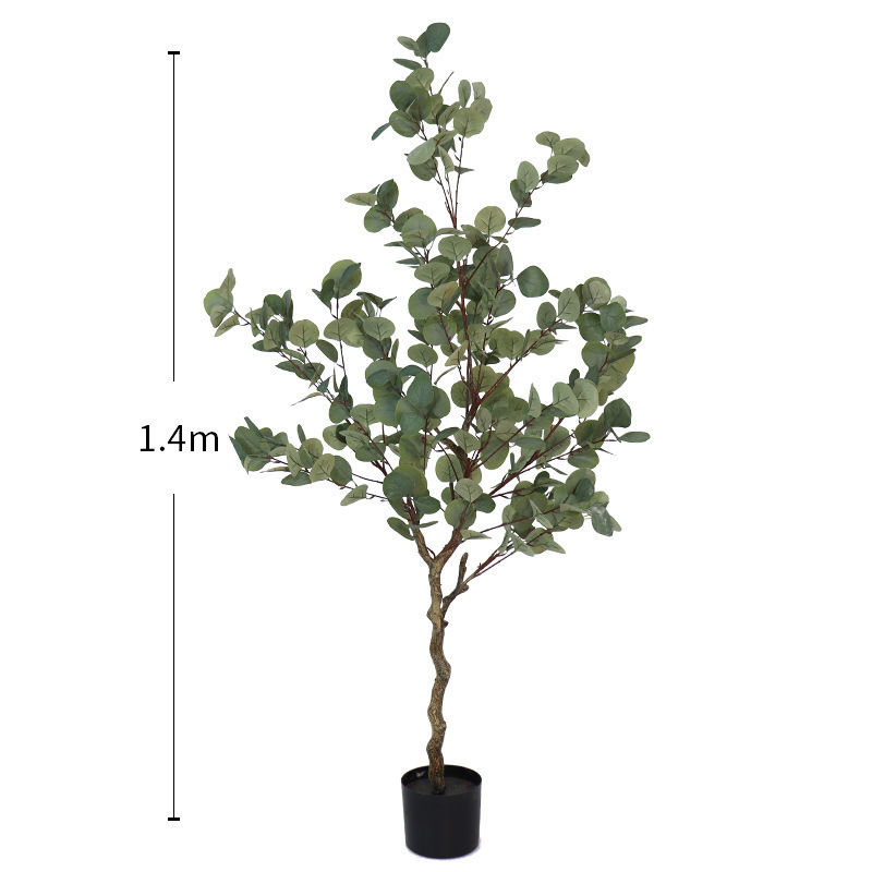 模擬緑の植物ユーカリ鉢植え家庭用床置き装飾品人工植物マネーリーフ盆栽装飾造花|undefined