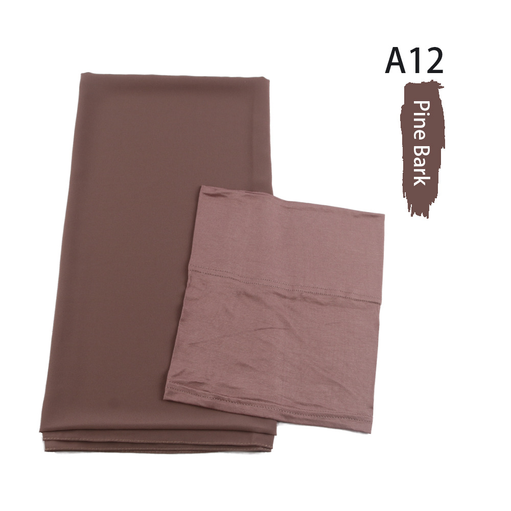 Muslim Women Chiffon HIjab With Matching Under Cap Hijab Headscarf Chiffon Long Shawl With Match Color Jersey Inner Caps