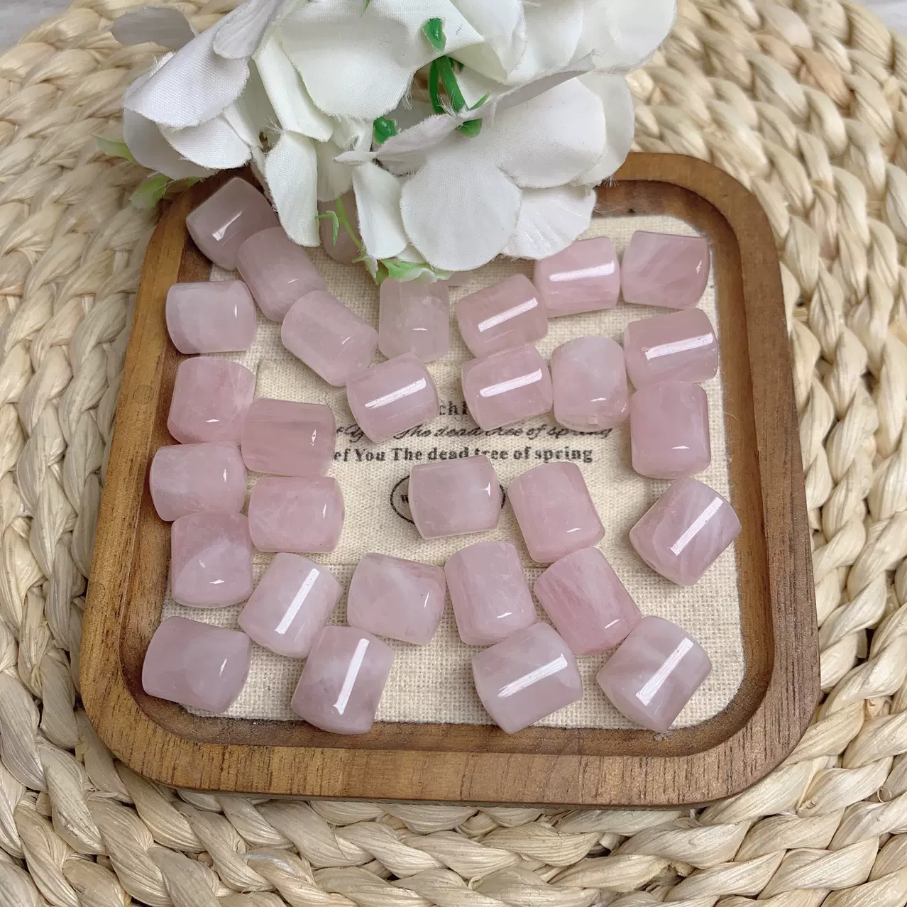 天然粉柱子配件中式串珠手作DIY饰品配件复古手链项链散珠