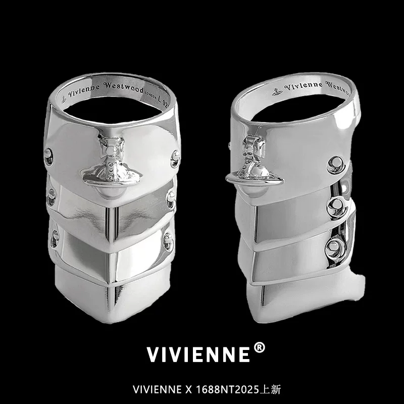 Armor Joint Ring (Vivienne) Multi-Layer Saturn Style, Medium Gothic Statement, Sizes 55/58/61 mm