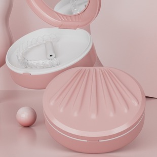 Braces Box Portable Invisible Braces Storage Box with Mirror Denture Cleaning Corrector Tooth Storage Yuming