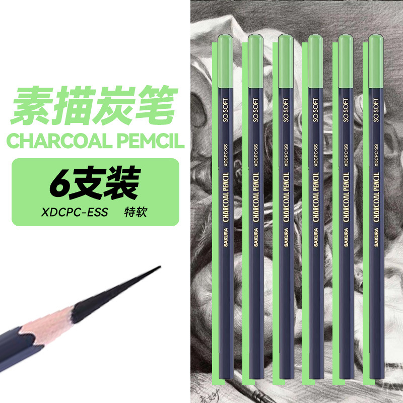 Sakura flor de sakura boceto lápiz de carbón especial para artistas de pintura de boceto de carbón blando lápiz blando medio duro