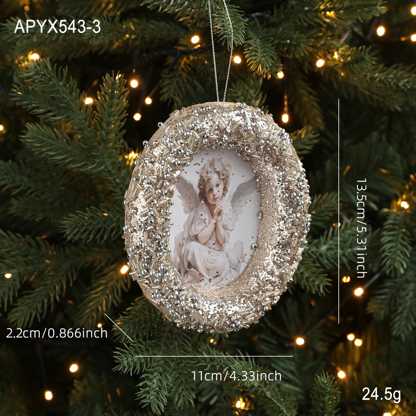 Colgante de árbol de Navidad transfronterizo marco cuadrado redondo especial espuma adesiva colgante decoración diseño de props de fotografía