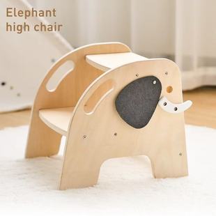Children's Wooden Elephant Climbing Chair Baby Hand Washing Foot Climbing Household Non-Slip Two-Step Ladder Small Stool Toilet Stool