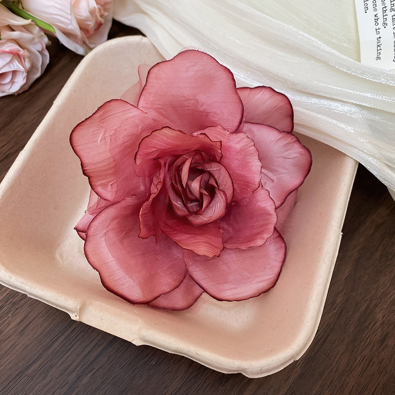 Tejido malla flor lateral clip de pico de pato foto atmósfera horquilla casual estilo vacaciones tocado accesorios para el cabello sentido de alta gama