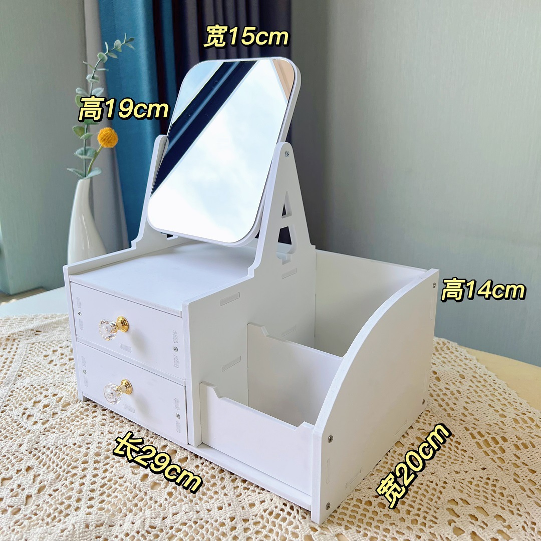 Espejo de maquillaje espejo portátil chica Internet celebridad escritorio vestidor espejo estudiante dormitorio tocador simple espejo con caja de almacenamiento