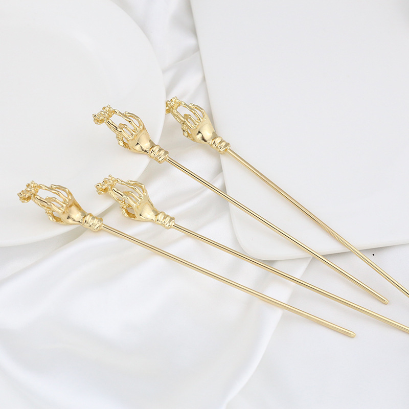 Electrophoresis color retention 160mm bergamot lotus flower holder hair pin diy antique Chinese clothing headdress material accessories
