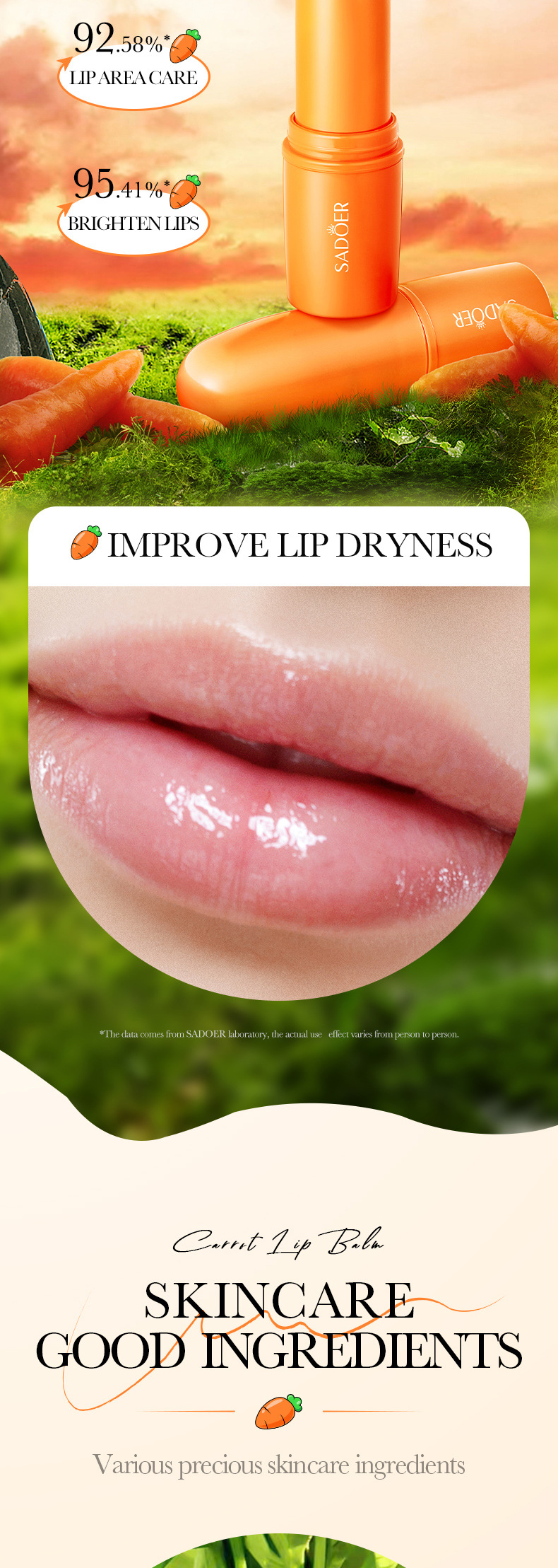 SADOER All Carrot Nourishing Moisturizing Anti cracking Autumn and Winter lipstick_voghion.com