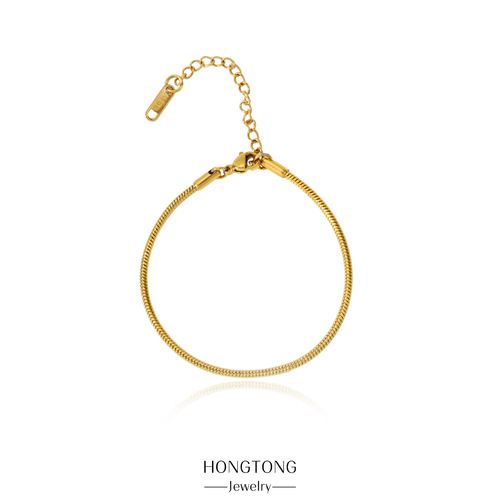 Minimalist Ins Titanium Steel Plated 18k Gold Round Snakeskin Chain Gold Plated Bracelet Adjustable Fashion Accessory Unique Design