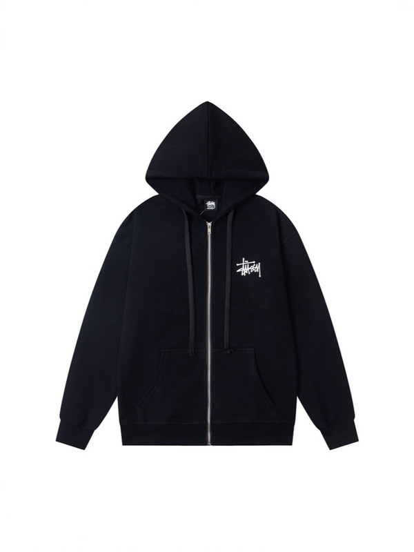 高品质Stussy 斯图西 欧美经典Logo印花拉链连帽开衫外套卫衣男|undefined