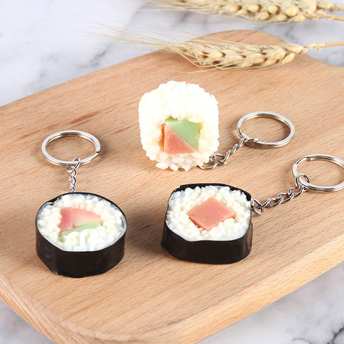 Simulated Japanese seaweed and seaweed rice balls, sushi food keychain pendant, creative food toy model street stall night market
