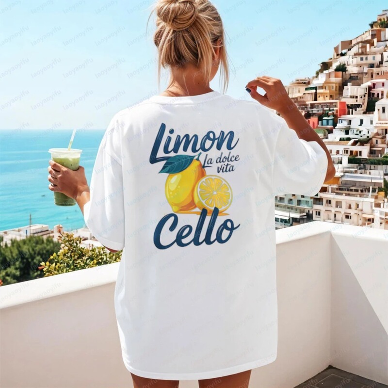 Lemon Shirt Amalfi Coast Italy Lemon T-Shirt Holiday Shirt for Her Graphic T-Shirt Women's Clothing High Quality