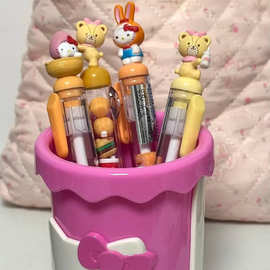 可爱KT串串笔高颜值少女心学生按动中性笔0.5黑签字笔领杉实力